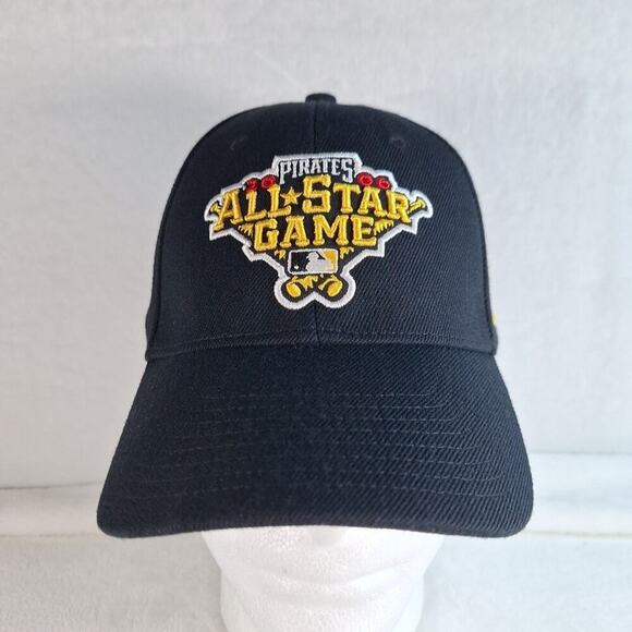 Black Nike Team Hat Pittsburgh Pirates All Star Game Wool Blend Strapback - Picture 1 of 10